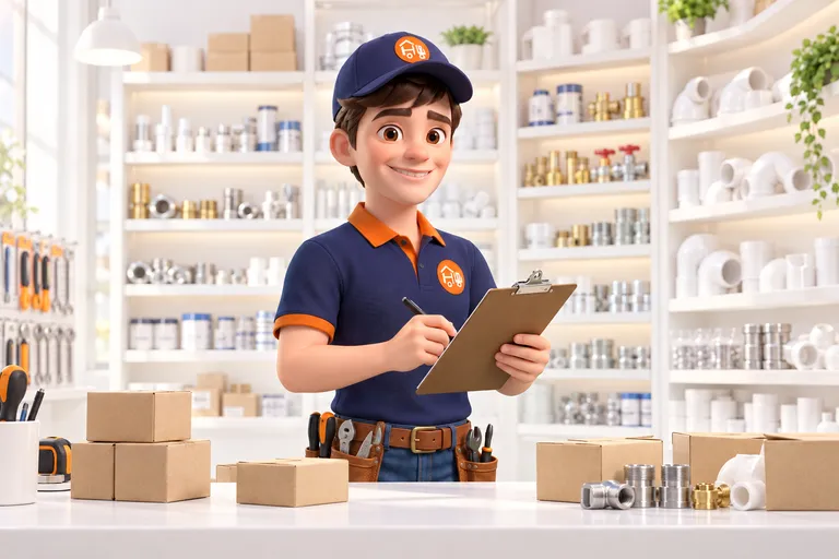 The Hardware EEZ mascot checking stock at a hardware counter